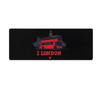 I Love London Bus Big Ben Desk Mat with Stitched Edge Non-Slip Rubber Base Mouse Pad Office Supplies 30x80cm