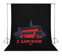 I Love London Bus Big Ben Photo Backdrop Polyethylene Studio Background for Photography Video Broadcast Photoshoot