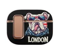 I Love London English Bulldog Eyesglasses Headphone Case Compatible with Airpod Pro 2 Protective Cover Cute Hard Case