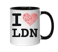 I Love London Heart LDN Ceramic Tea Coffee Mug Black