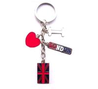 I Love London Keyring : I , Love & Heart , London & Union Jack Keyring - Heart Shape Keryring - I Love London Keychain - London Souvenir Keychain + London Souvenir Bus Keyring