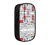 I Love London Large Capacity Double Layer Student Pen Caseback to School Supplies Forteen