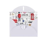 I Love London Pattern Blank Greeting Cards For Birthdays, Valentine'S Day, Parties, Weddings, 4x6 Inches White Envelope