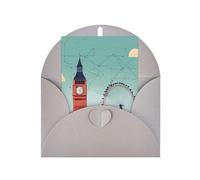 I Love London Print Adorable Blank Cards& Envelopes,Unique Designs Perfect for Festivals, Invitations