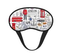 I Love London Print Blackout Sleep Mask - Side Sleeper Eye Cover, Soft Comfort, Perfect for Travel, Meditation