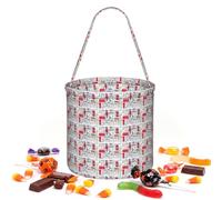 I Love London Print Candy Bag Halloween Treat Tote Reusable | Round Handheld Holiday Celebration Accessory Storage Weddings Birthdays