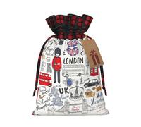 I Love London Print Christmas Wrapping Bags Xmas Drawstring With Gift Bags Christmas Presents & Party