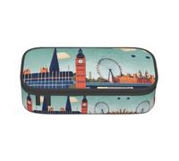 I Love London Print Fashionable Functional Pencil Case Convenient Daily Use Storage Makeup Toiletries