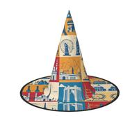 I Love London Print Halloween Witches Hat Witch Costume Women Cosplay Party Wizard Hat Accessory For Women