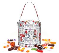 I Love London Print Handheld Candy Snacks Bag Halloween | Round Party Candy Tea Weddings Graduation Shopping Holiday Celebrations
