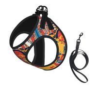 I Love London Print Harness Leash Set For Cat Dog, Reflective Adjustable Escape-Proof Vest Lead With Soft Breathable Mesh, For Small Pets And Kitten Puppy