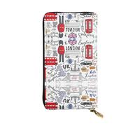 I Love London Print Leather Long Clutch Wallet – Fashionable Personalized Wallet, Multiple Card Slots, Gift Ready, Black, One Size