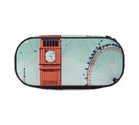 I Love London Print Pencil Case Spacious Pen Pouch Zipper High Capacity Makeup Tools Office Supplies, Black, One Size, Cute