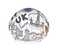 I Love London Print Shower Caps,Double Layers water-resistanted Hair Cap with Elastic and Reusable