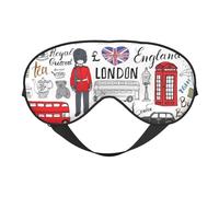 I Love London Print Silk Sleep Mask with Adjustable Buckle Stylish Eye Mask for Women Travel Nap Shift Work Office