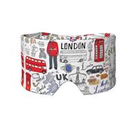 I Love London Print Sleep Eye and Ear Muffs Mask - Adjustable Yoga Travel Headband, Keep Warm Shading Comfortable Aid