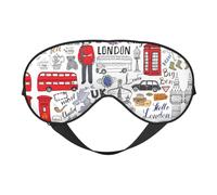 I Love London Print Soft Eye Mask – Comfortable Sleep, Blocks Light, Full Eye Coverage, Ideal for Travel, Meditation