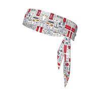 I Love London Print Sports Headband Sweat Wicking Sweatband for Men Women Running Cycling Yoga Fitness Workout