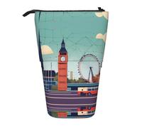I Love London Print Standing Pencil Case Telescopic Pencil Bag Pop Up Pencil Pouch Pen Pouch Makeup Cosmetics Bag