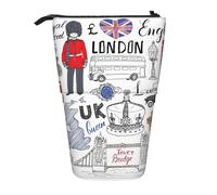 I Love London Print Telescopic Pencil Bag Pen Holder Pop Up Storage Case,Standing Portable pen Case