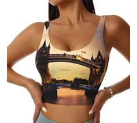I Love London Print Women's Sports Vest, Casual Summer Athletic Top, U-Back Design, Good for Fitness Black