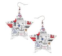 I Love London Statement Earrings for Women, Star Drop Earrings, Elegant Dangle Jewelry for Formal Gatherings