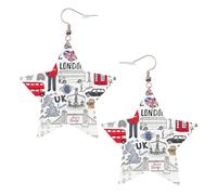 I Love London Statement Earrings for Women, Star Drop Earrings, Elegant Dangle Jewelry for Formal Gatherings