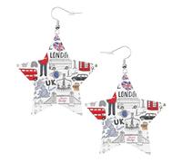 I Love London Statement Earrings for Women, Star Drop Earrings, Elegant Dangle Jewelry for Formal Gatherings
