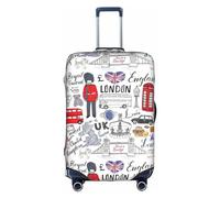 I Love London Suitcase Cover Elastic Washable Luggage Cover Scratch Protector Multiple Sizes, White, Large