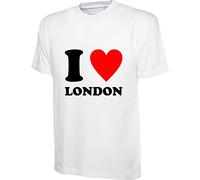 I Love London T-Shirt Capital of England Country Love Souvenir Great Britain Unisex Gift Tee Top (White, XL)