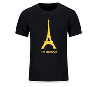 I Love London T Shirt Eiffel Tower Romantic Design Fashion Tshirt Black S