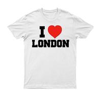 I Love London T-Shirt Souvenir T-Shirt Capital City London England Men's Unisex Tee Love Top White XL