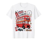I Love London Tea Time Souvenir Double Decker Bus Design T-Shirt