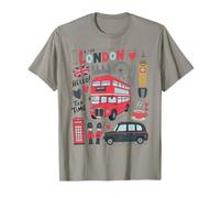 I Love London Tea Time Souvenir Double Decker Bus Design T-Shirt