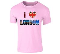 I Love London Tourist Landmarks Mens T-Shirt Light Pink (M)