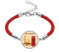 I Love London UK Post Office Flag Mark Lucky Red String Bracelet Rope Bracelet Handmade