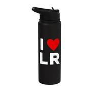 I Love LR Initials First Last Name Personalised Red Heart Stainless Steel Insulated Water Bottle