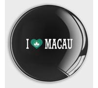 I Love Macau Flag Country Refrigerator Magnets Glass Small Round Fridge Magnets, Multi-Use Premium Magnets for Fridge, Locker, Whiteboard, Billboard, Kitchen, Office, School Travel Souvenir