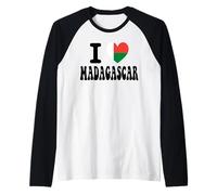 I Love Madagascar Heart Flag Retro Travel Souvenir Raglan Baseball Tee