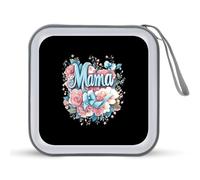 I Love Mama Mom Portable CD Case 40 Capacity DVD Collection Holder Zipper Storage Wallet for Car Home Travel