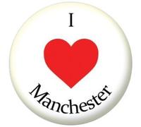 I Love Manchester Badge, Magnet, Keyring, Mirror, Bottle Opener