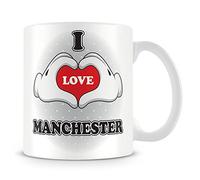 I Love Manchester Mug - Add Photo - Personalised Love-Heart Hands Design Gift