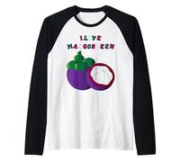 I LOVE MANGOSTEEN - EXOTIC FRUIT DESIGN IN PURPLE AND GREEN Raglan Baseball Tee