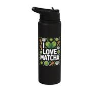I Love Matcha Leaf Whisk Mug Design Stainless Steel Insulated Water Bottle