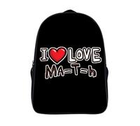 I Love Math 16 Inches Backpack Work Travel Laptop Bag Double Compartment Casual Daypack