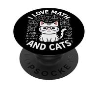 I Love Math And Cats Kitty Chalkboard Math Teacher PopSockets Adhesive PopGrip