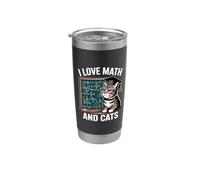 I Love Math and Cats Mathematics Funny Math Cat Stainless Steel Insulated Tumbler