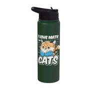 I Love Math and Cats Whimsical Fun Stainless Steel Insulated Water Bottle