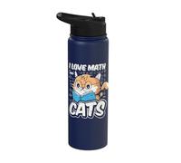 I Love Math and Cats Whimsical Fun Stainless Steel Insulated Water Bottle