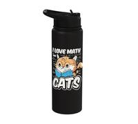 I Love Math and Cats Whimsical Fun Stainless Steel Insulated Water Bottle